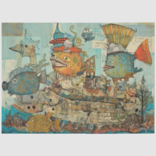 Papier Mousseline Bizarre Sous La Mer Cartoon Enfants Collage Découp