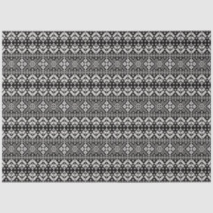 Papier Mousseline Black and White Christmas Fair Isle Motif