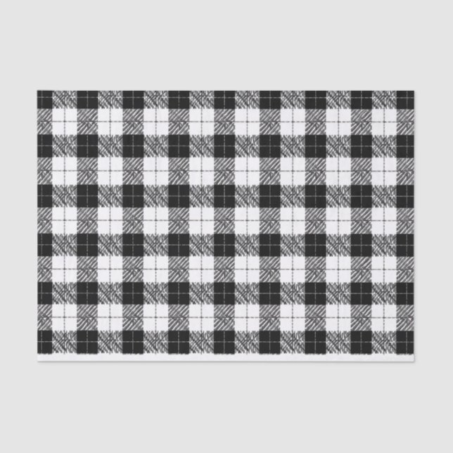 Papier Mousseline Black and White Herringbone Tissue Paper (Recto)