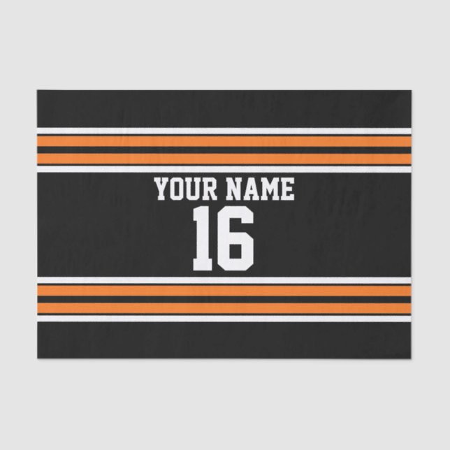 Papier Mousseline Black avec Orange White Stripes Team Jersey (Recto)