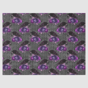 Papier Mousseline Black Birds et Purple Roses découpage