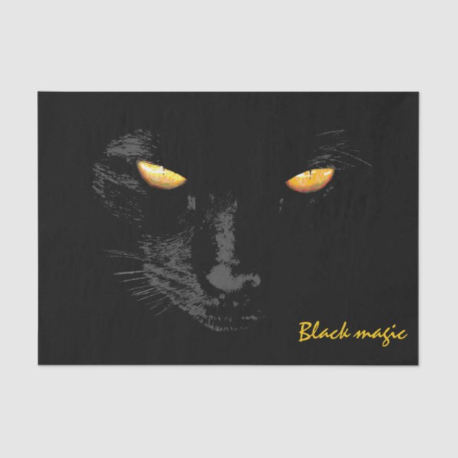 Papier Mousseline Black Cat Magic drôle personnalisable (Recto)