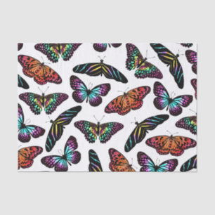 Papier Mousseline Black Colorful Butterflies