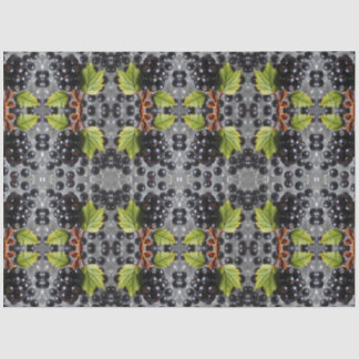 Papier Mousseline Black Currants Berries & Green Leaf Pattern