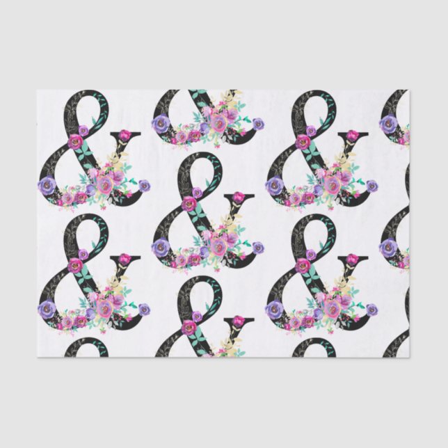 Papier Mousseline Black Floral Moderne Ampersand Chic Printemps Mari (Recto)
