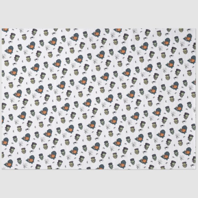 Papier Mousseline 🖤 Black Frankenstein Tissus 💀 🎃 (Recto)