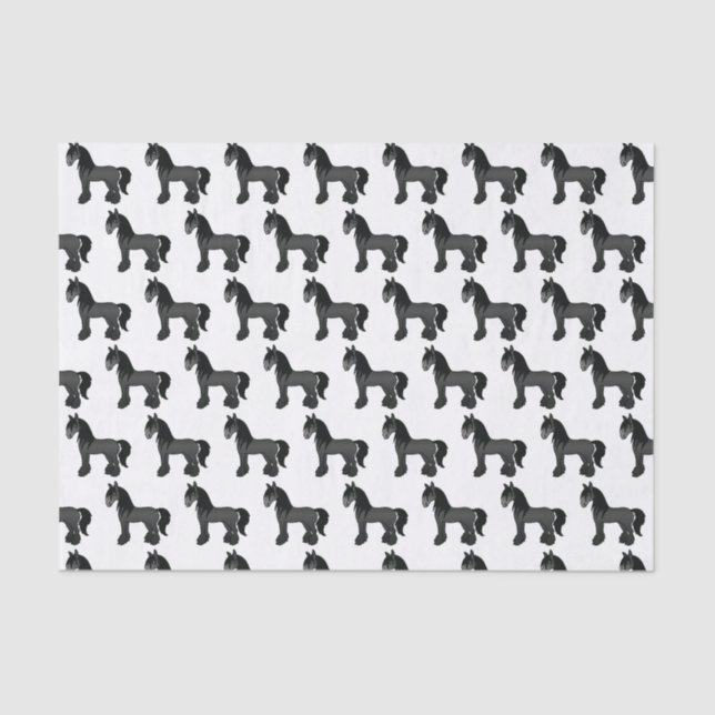 Papier Mousseline Black Gypsy Vanner Clydesdale Shire Horse Motif (Recto)