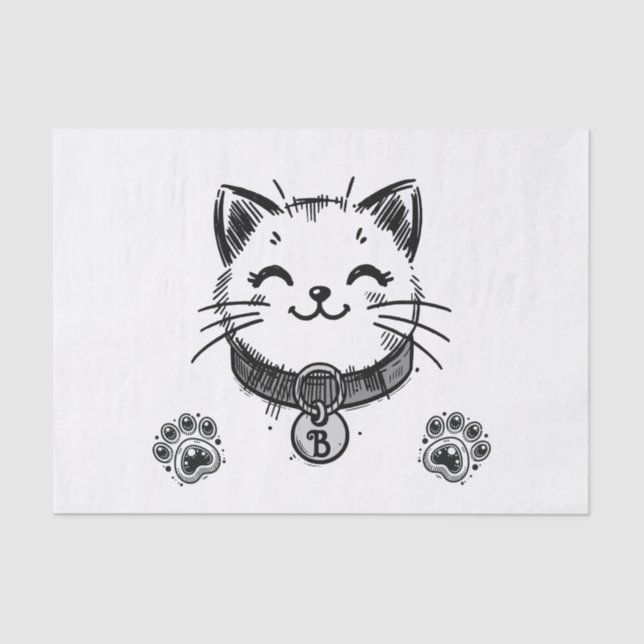 Papier Mousseline Black Kitty Chat Kitten fête d'anniversaire (Recto)