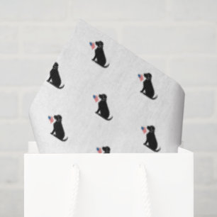 Papier Mousseline Black Lab American Flag USA Preppy Pet Love