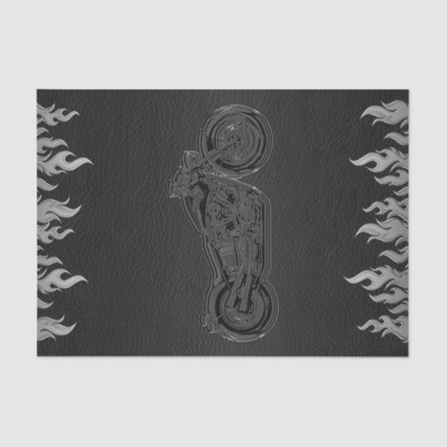 Papier Mousseline Black Leather Silver Chrome Motorcycle Party (Recto)