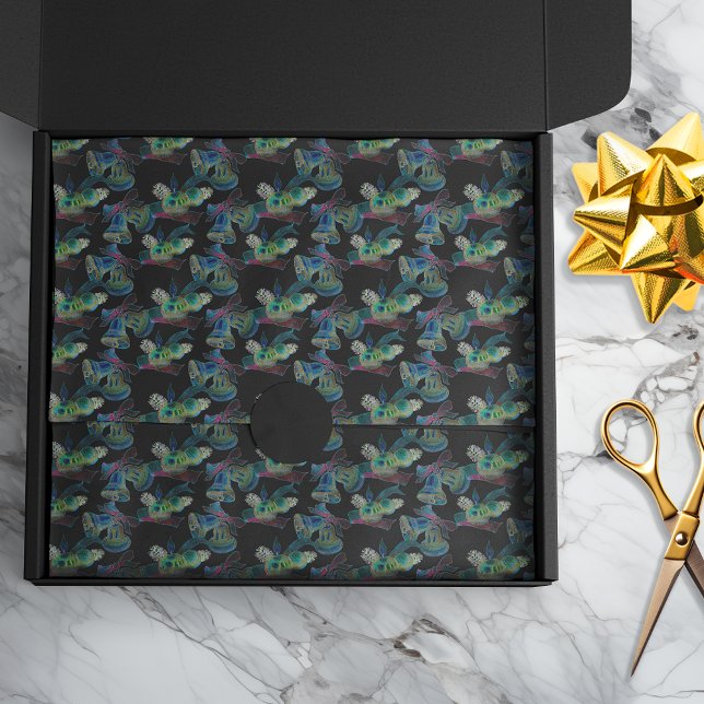 Papier Mousseline Black Light Neon Glow Xmas Bell et Motif de bougie (Créateur téléchargé)