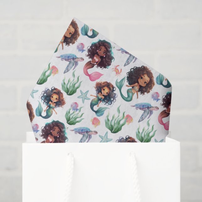 Papier Mousseline Black Mermaid Tissue Paper in White (Sac cadeau)