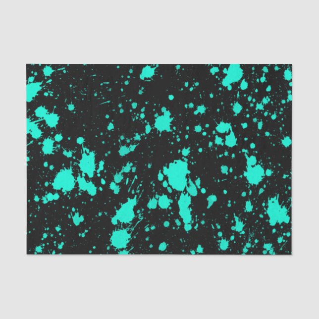Papier Mousseline Black Mint Paint Splatter Artistic Splash Creative (Recto)