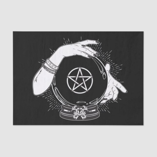 Papier Mousseline Black Mystic Fortune Teller Mystical Crystal Ball (Recto)