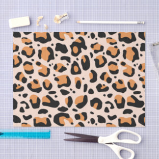 Papier Mousseline Black Orange Funky Leopard Print Decoupage