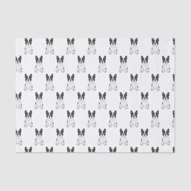 Papier Mousseline Black Piebald French Bulldog / Motif français (Recto)