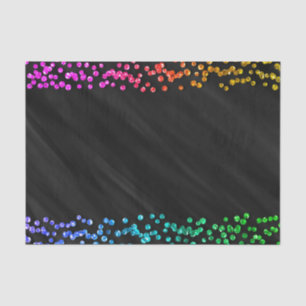 Papier Mousseline Black Rainbow Confetti Dots Fun Party