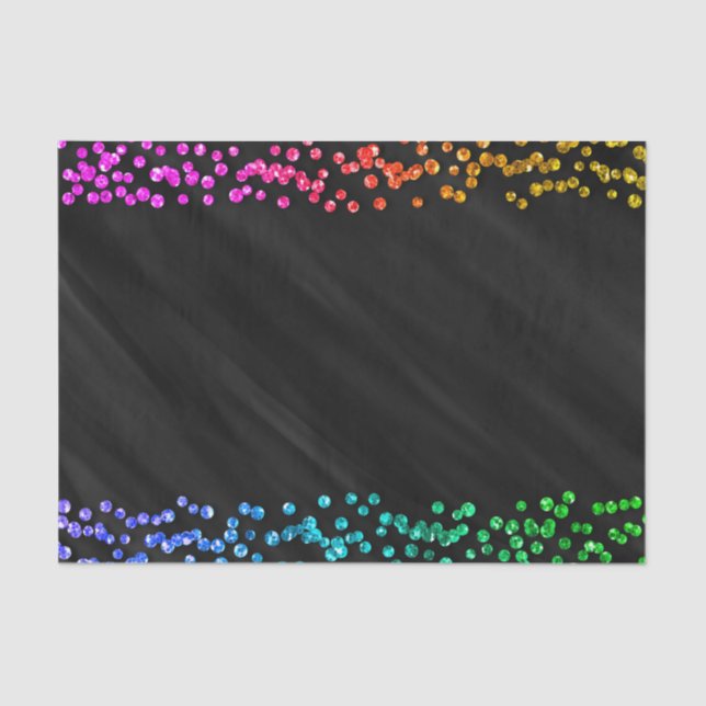 Papier Mousseline Black Rainbow Confetti Dots Fun Party (Recto)