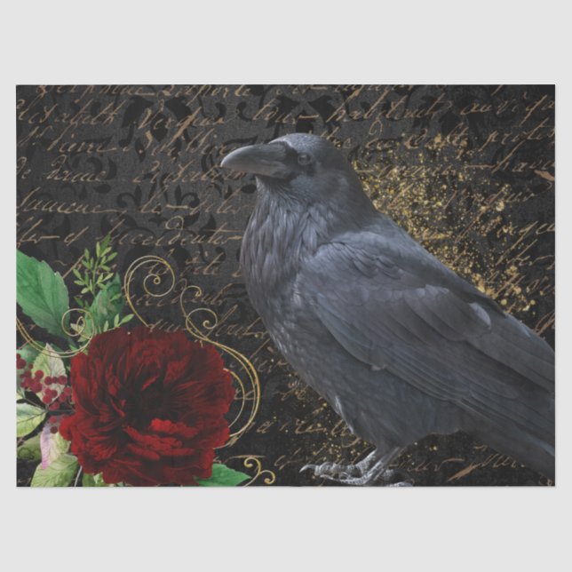Papier Mousseline Black Raven Rose Whimsical (Recto)
