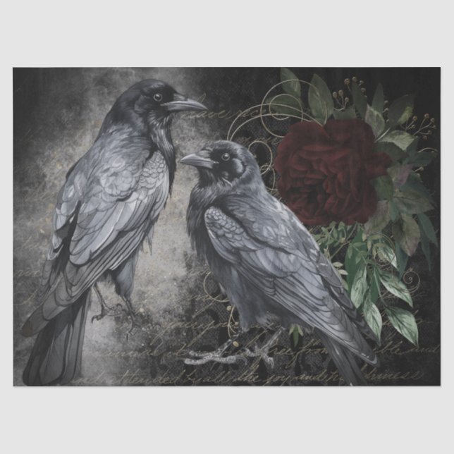 Papier Mousseline Black Raven Rose Whimsical (Recto)