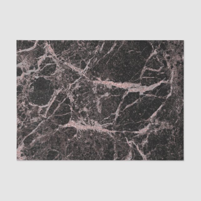 Papier Mousseline Black & Rose Gold Pink Parties scintillant Marble  (Recto)