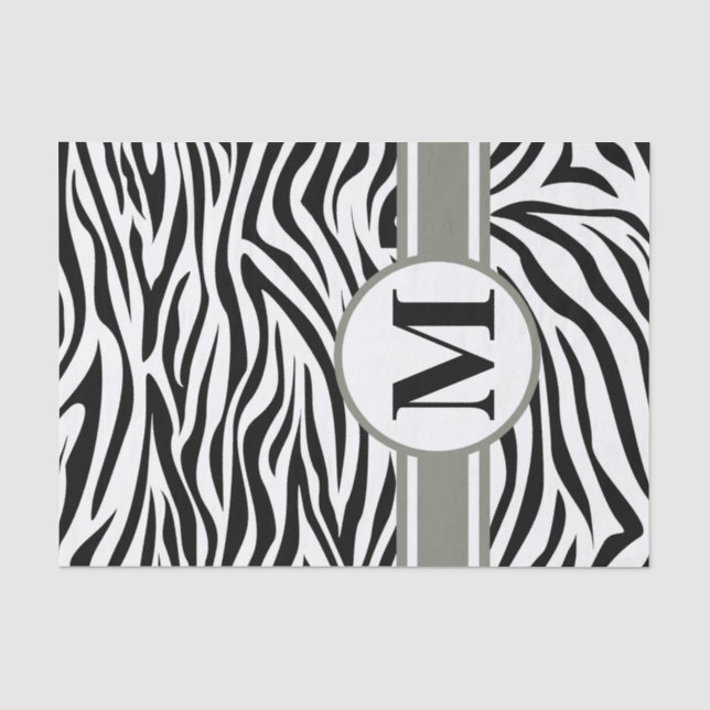 Papier Mousseline Black Safari Zebra avec monogramme (Recto)