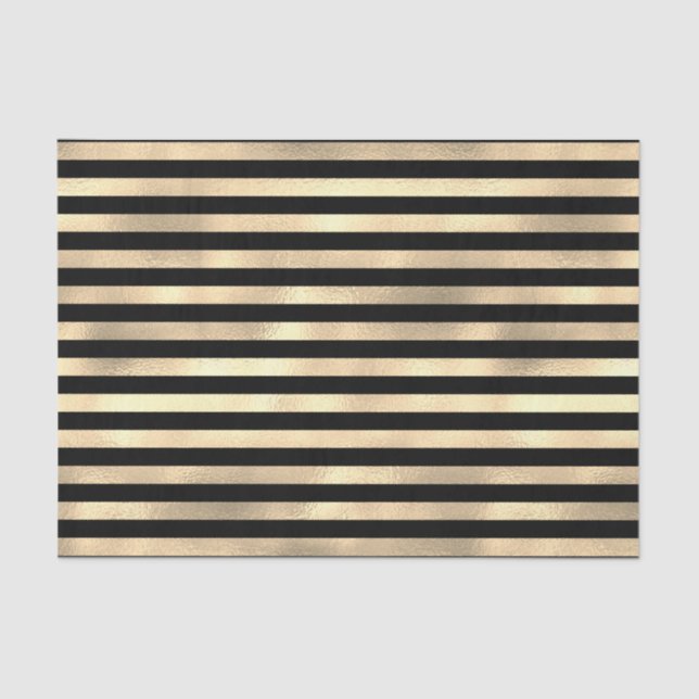 Papier Mousseline Black Stripes Textured Iridescente Gold Arrière -  (Recto)