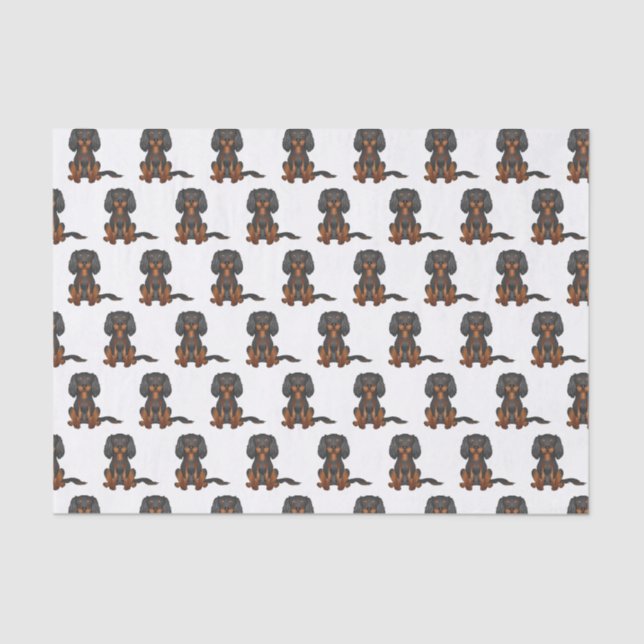 Papier Mousseline Black & Tan Cavalier King Charles Motif espagnol (Recto)