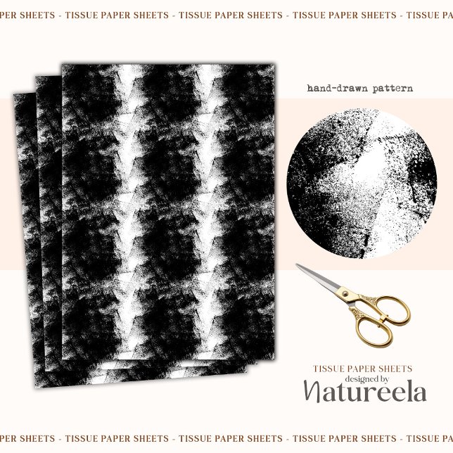 Papier Mousseline Black White Brushstrokes Collage Tissue Paper (Créateur téléchargé)