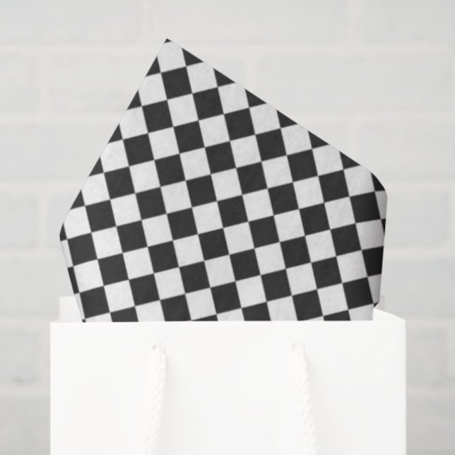 Papier Mousseline black white checkboard équipe de sports esprit ent (Sac cadeau)