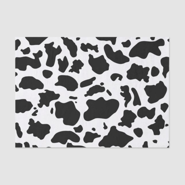 Papier Mousseline Black White Cow Spots Farm Animal Decoupage (Recto)