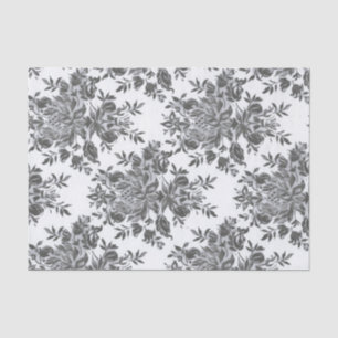 Papier Mousseline Black White Floral Antique collage victorien