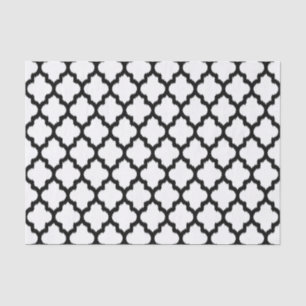 Papier Mousseline Black & White Ikat Quatrefoil Geometric Pattern