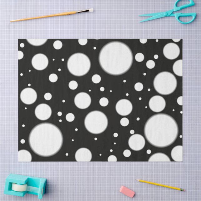 Papier Mousseline Black White Polka Dots Funky Pattern Decoupage (Artisanat)
