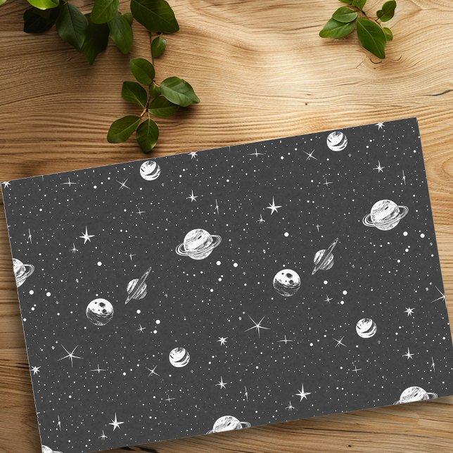 Papier Mousseline Black White Space Galaxy Stars Nebula (Créateur téléchargé)