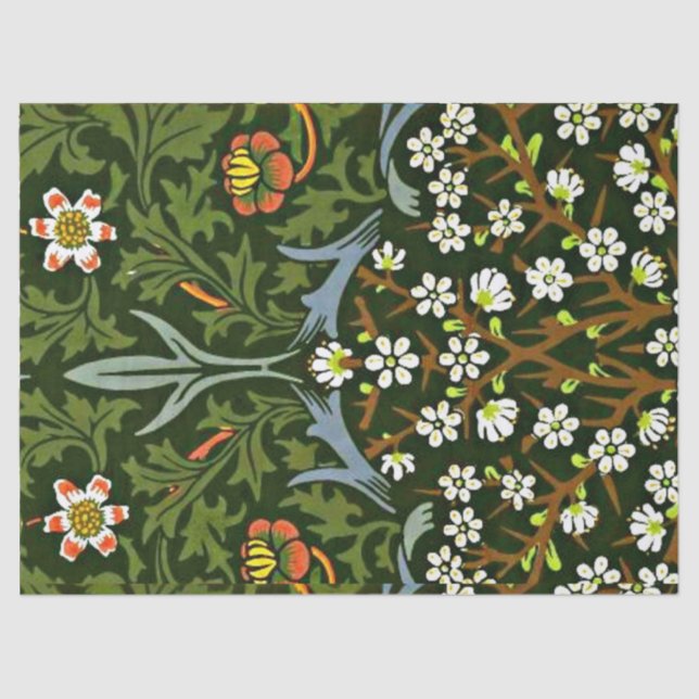 Papier Mousseline Blackthorn, le célèbre motif William Morris, (Recto)