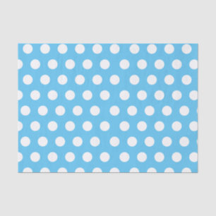Papier Mousseline Blanc & Bleu Grande Moyenne Pois Fête