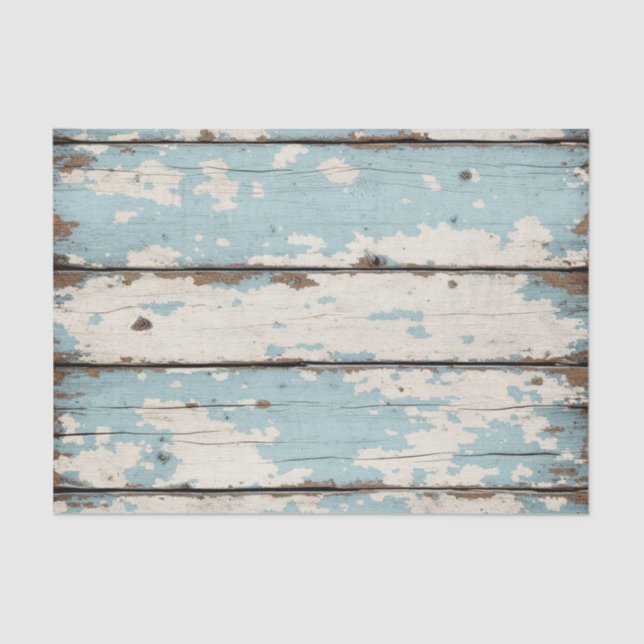 Papier Mousseline blanc et bleu CHIPPY BARN WOOD Tissu Papier (Recto)