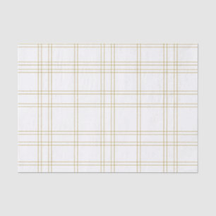 Papier Mousseline Blanc & Gold Chashion Plaid Motif Imprimer