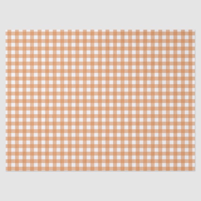 Papier Mousseline Blanc moderne et orange En vichy plaid (Recto)