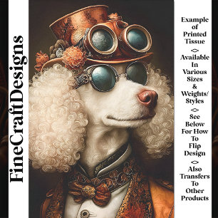 Papier Mousseline Blanc Royal Poodle Steampunk Chien AX7 Découpage