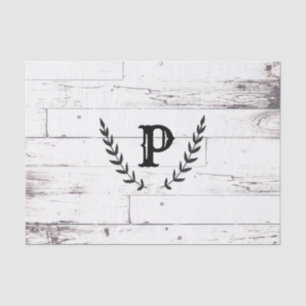 Papier Mousseline Blanc Rustique Bois Chic Usé Laurier Mariage