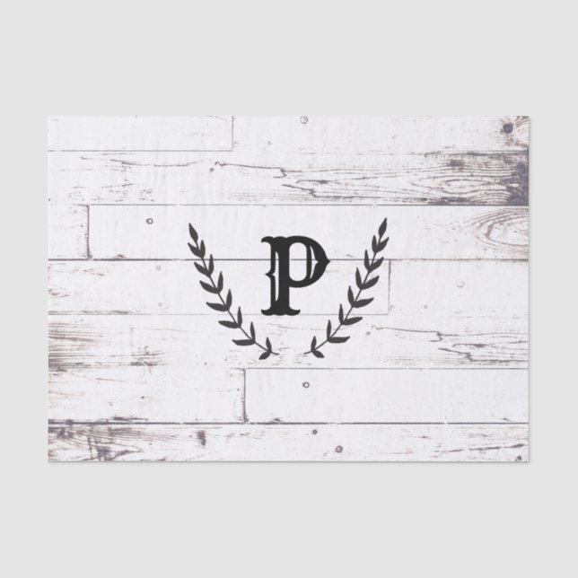 Papier Mousseline Blanc Rustique Bois Shabby Chic Laurier Mariage (Recto)