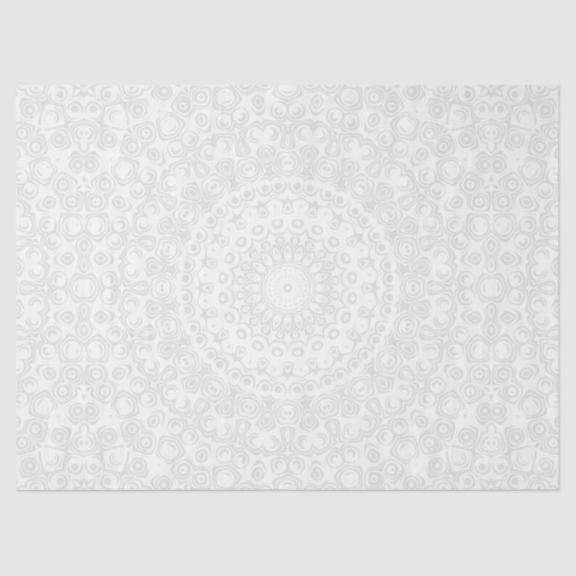 Papier Mousseline Blanc sur blanc minimal Motif Mandala (Recto)