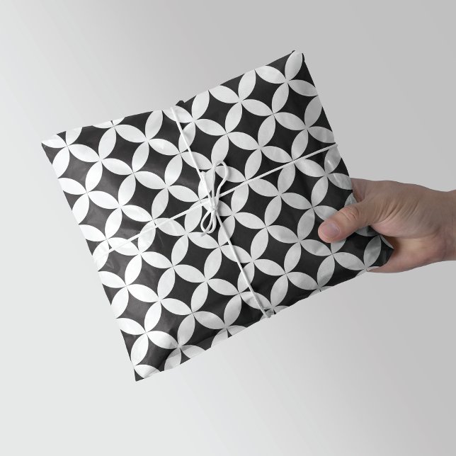 Papier Mousseline Blanc sur diamant noir Géométrique (Créateur téléchargé)