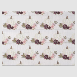 Papier Mousseline Blancs Citrouille Bourgogne rose Floral Automne Aq