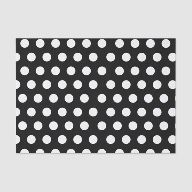 Papier Mousseline Blancs et Noirs Gros Moyens Polka Dot (Recto)