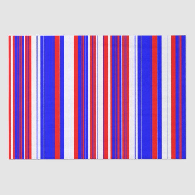 Papier Mousseline Blancs rouges et bleus (Recto)