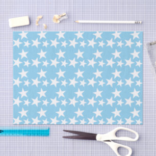 Papier Mousseline Bleu avec étoiles blanches