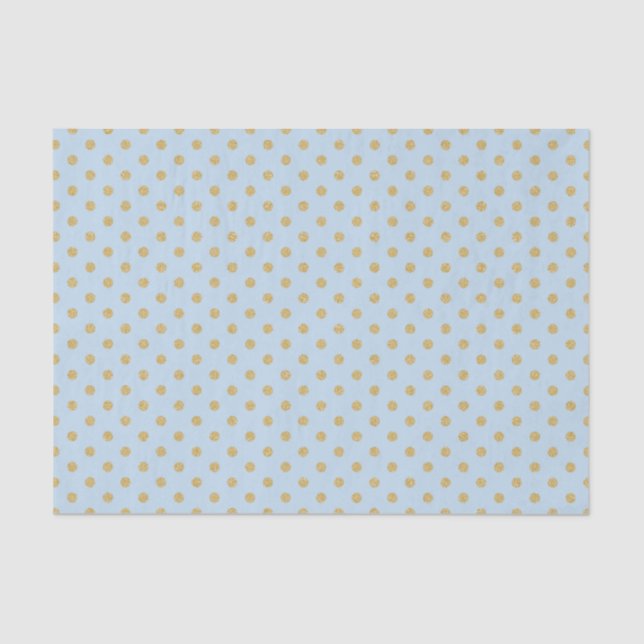 Papier Mousseline Bleu avec Pois d'or (Recto)